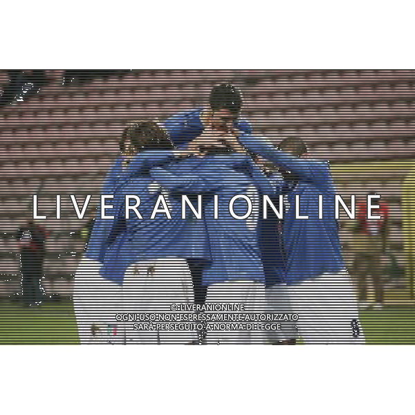 TRIESTE 11/02/2009 GARA AMICHEVOLE ITALIA-SVEZIA UNDER 21 NELLA FOTO:L\'ESULTANZA DOPO IL GOL DI ROBERT ACQUAFRESCA FOTO PAOLA GARBUIO/AG.ALDO LIVERANI