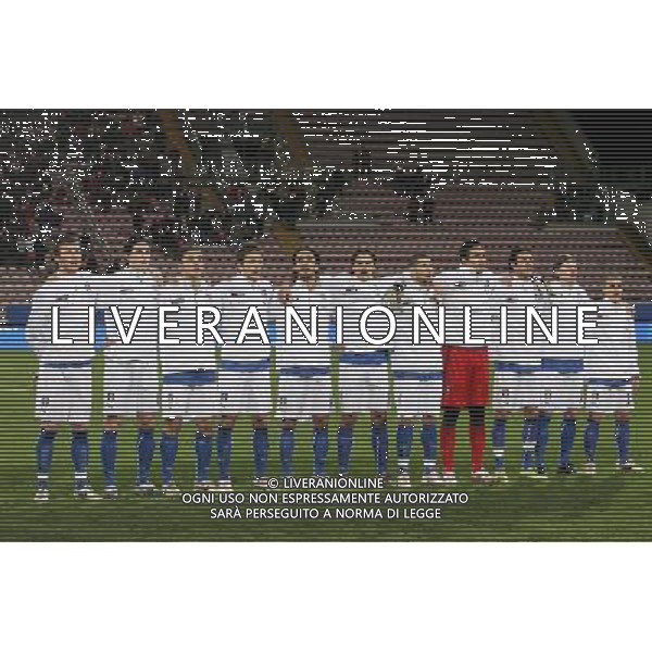 TRIESTE 11/02/2009 GARA AMICHEVOLE ITALIA-SVEZIA UNDER 21 NELLA FOTO:LA NAZIONALE UNDER 21 CANTA L\'INNO - PIERMARIO MOROSINI FOTO PAOLA GARBUIO/AG.ALDO LIVERANI