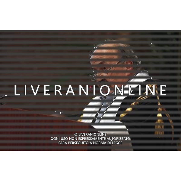 MILANO 16 FEBBRAIO 2009 UNIVERSITA\' IULM CERIMONIA DI APERTURA DELL\'ANNO ACCADEMICO 2008/2009 ALLO IULM E CONSEGNA LAURA HONORIS CAUSA A MAURIZIO COSTANZO. NELLA FOTO: MAURIZIO COSTANZO PH FRANCESCO BONFANTI-AG ALDO LIVERANI
