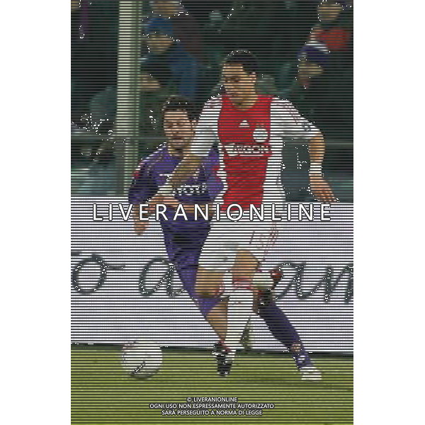 FIRENZE, 19 FEBBRAIO 2009 TERZO TURNO COPPA UEFA FIORENTINA AJAX AMSTERDAM NELLA FOTO: GREGORY VAN DER WIEL E GOBBI FOTO AG. A. LIVERANI SAS