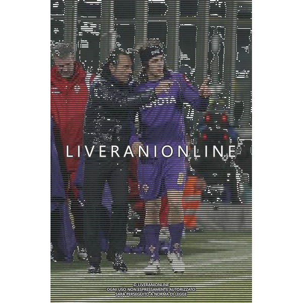 FIRENZE, 19 FEBBRAIO 2009 TERZO TURNO COPPA UEFA FIORENTINA AJAX AMSTERDAM NELLA FOTO: CESARE PRANDELLI E STEVAN JOVETIC FOTO AG. A. LIVERANI SAS