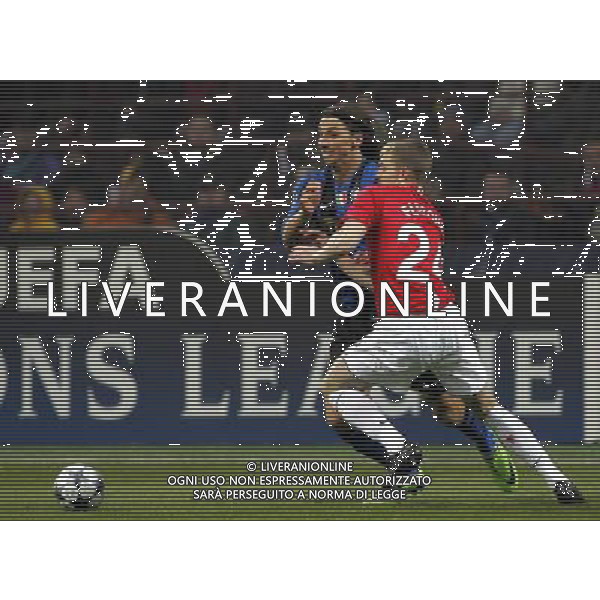 Inter - Manchester United 24/02/2009 Ottavi di Champions League 2008/2009 Nella foto zlatan ibrahimovic e fletcher Foto Luzzani/Ag. Aldo Liverani