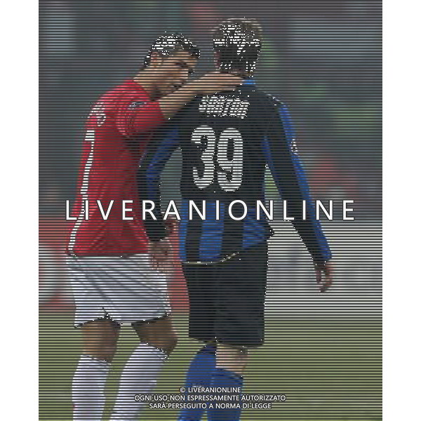 Inter - Manchester United 24/02/2009 Ottavi di Champions League 2008/2009 Nella foto Cristiano Ronaldo e Davide Santon Foto ghidoni/Ag. Aldo Liverani
