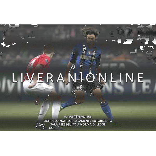 Milano 24-02-2009 Champions League 2008/09 Inter-Manchester United 0:0 nella foto zlatan ibrahimovic e darren fletcher ph marco luzzani/ag aldo liverani s.a.s.