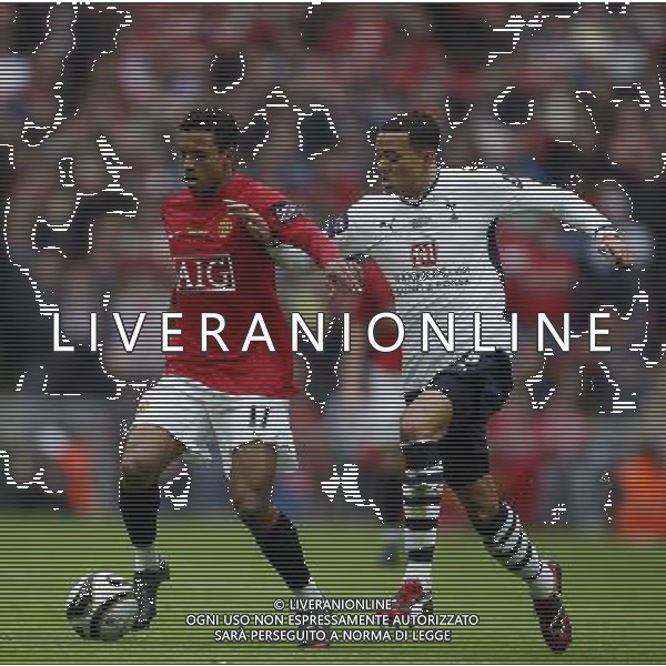 Manchester United vs Tottenham Hotspur fc for Carling Cuo Final at Wembley in London (UK) on 29/02/2008. NELLA FOTO Nani of Manchester United with Tottenham\'s Jermaine Jenas FOTO MARCELLO POZZETTI-AG ALDO IVERANI