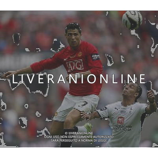 Manchester United vs Tottenham Hotspur fc for Carling Cuo Final at Wembley in London (UK) on 29/02/2008. NELLA FOTO Cristiano Ronaldo of Manchester United and Tottenham\'s Benot Assou-Ekotto FOTO MARCELLO POZZETTI-AG ALDO IVERANI