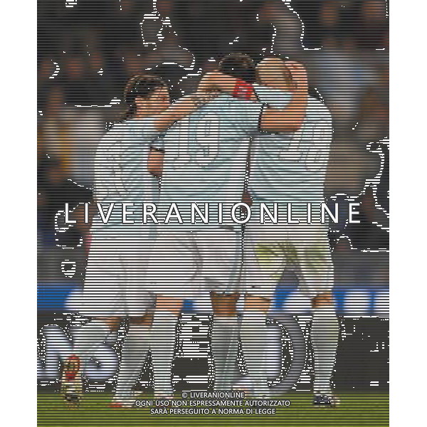 Lazio - Juventus 03/03/2009 semifinale andata Coppa Italia TIM CUP 2008/2009 nella foto: l\'esultanza dopo il gol del pareggio di Goran Pandev festeggiato da Tommaso Rocchi e Pasquale Foggia ph. Corradetti / ag. Aldo Liverani Sas