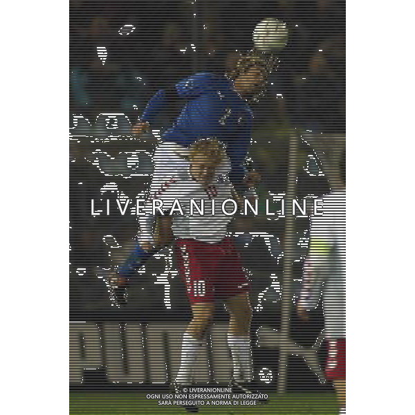 Rieti 19/11/2003 Italia-Danimarca qualificazioni Campionato Europeo Under 21 Nella foto: Barzagli Andrea contro Moller.* Ph Gianni Nucci/Aldo Liverani