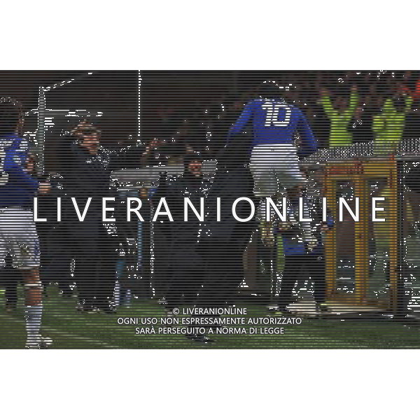 04-03-2009 Genova Sport Calcio Sampdoria Inter Semifinale Coppa Italia Tim 2008/2009 Nella foto: l\'esultanza di di giampaolo pazzini dopo il gol ph.viganti/ag.aldo liverani sas
