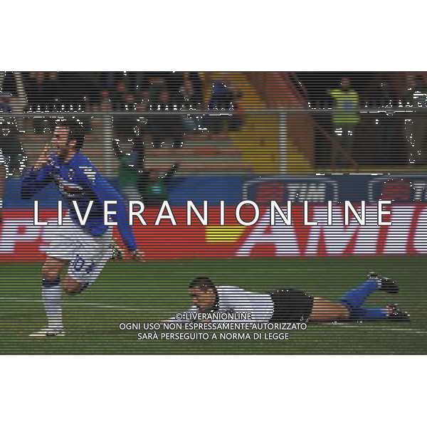 04-03-2009 Genova Sport Calcio Sampdoria Inter Semifinale Coppa Italia Tim 2008/2009 Nella foto: l\'esultanza di di giampaolo pazzini dopo il gol ph.viganti/ag.aldo liverani sas
