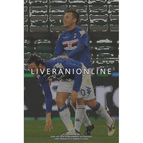 04-03-2009 Genova Sport Calcio Sampdoria Inter Semifinale Coppa Italia Tim 2008/2009 Nella foto:l\'esultanza di di giampaolo pazzini dopo il gol con antonio cassano ph.viganti/ag.aldo liverani sas