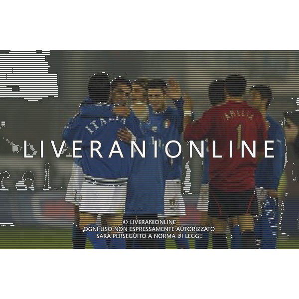 Rieti 19/11/2003 Italia-Danimarca qualificazioni Campionato Europeo Under 21 Nella foto: Gioia dei giocatori dell\'Italia.* Ph Gianni Nucci/Aldo Liverani