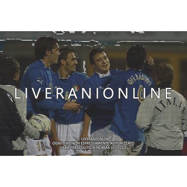 Rieti 19/11/2003 Italia-Danimarca qualificazioni Campionato Europeo Under 21 Nella foto: Gioia dei giocatori dell\'Italia.* Ph Gianni Nucci/Aldo Liverani