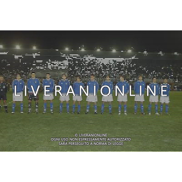 Rieti 19/11/2003 Italia-Danimarca qualificazioni Campionato Europeo Under 21 Nella foto: la squadra schierata durante l\'inno nazionale.* Ph Gianni Nucci/Aldo Liverani