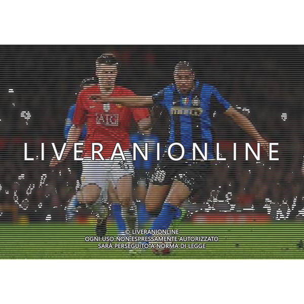 Champions League 2008/2009 Ottavi di Finale - Ritorno Manchester - 11.03.2009 Manchester United-Inter Nella Foto:ADRIANO-CARRICK /Ph.Vitez-Ag. Aldo Liverani