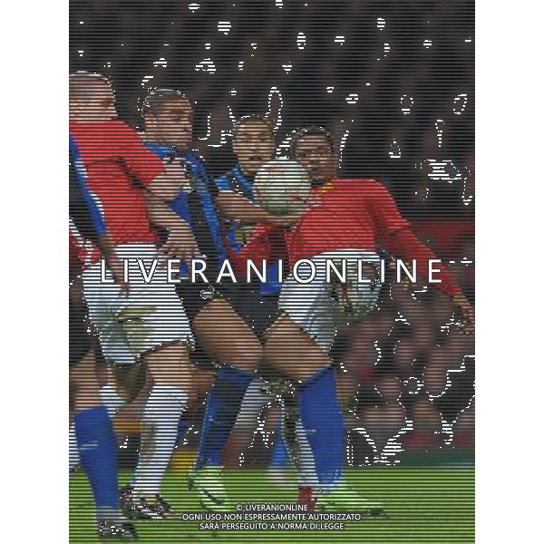 Champions League 2008/2009 Ottavi di Finale - Ritorno Manchester - 11.03.2009 Manchester United-Inter Nella Foto:ADRIANO-VIDIC NAMANJA-EVRA PATRICE /Ph.Vitez-Ag. Aldo Liverani