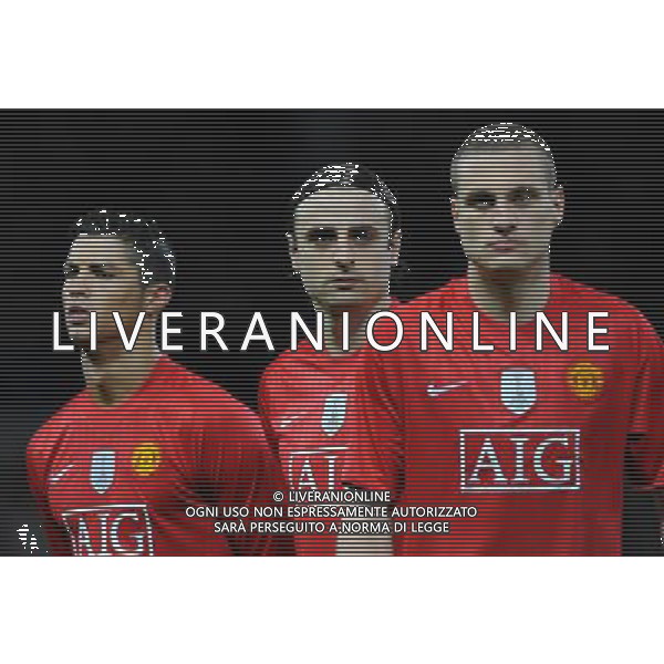 Champions League 2008/2009 Ottavi di Finale - Ritorno Manchester - 11.03.2009 Manchester United-Inter Nella Foto:BERBATOV DIMITAR-VIDIC NAMANJA-RONALDO CRISTIANO /Ph.Vitez-Ag. Aldo Liverani