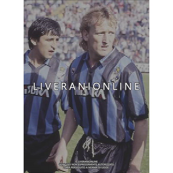 ARCHIVIO SPORT - CALCIO INTER CAMPIONE D\'ITALIA 1988/1989 ALLENATA DA GIOVANNI TRAPATTONI NELLA FOTO:ANDREAS BRHEME E RAMON DIAZ PH.ARCHIVIO AGENZIA ALDO LIVERANI SAS 