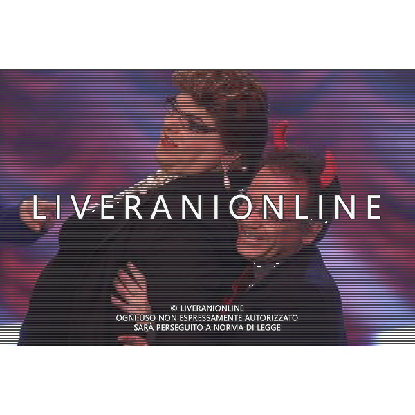 ALDO PIAZZA ( nelle vesti di Mara Maionchi) - ALESSANDRO CECCHI PAONE TRASMISSIONE TV: \' CHIAMBRETTI NIGHT\' © ANTONIO SORANO - AG. ALDO LIVERANI SAS