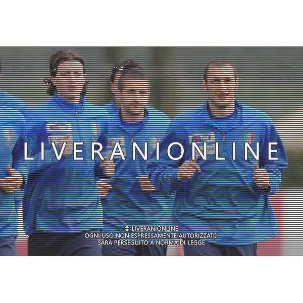 Raduno Nazionale Italiana a Coverciano Fiesole(FI) - 24.03.2009 Allenamento Nella Foto:MONTOLIVO RICCARDO -CHIELLINI GIORGIO /Ph.Vitez-Ag. Aldo Liverani