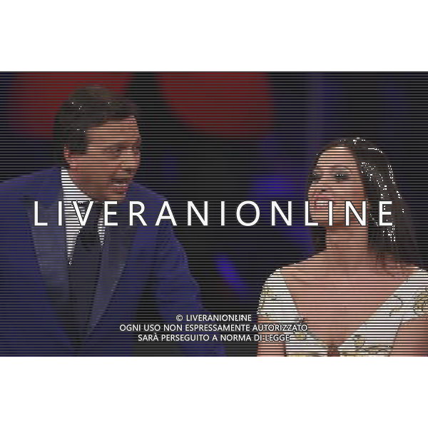 PIERO CHIAMBRETTI - LAURA ESPOSTO ( giornalista sportiva) TRASMISSIONE TV: \' CHIAMBRETTI NIGHT\' © ANTONIO SORANO - AG. ALDO LIVERANI SAS