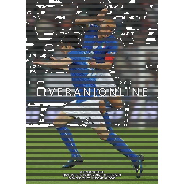 Qualificazioni ai Mondiali Sud Africa 2010 Gruppo 8 Bari - 01.04.2009 Italia-Eire Repubblica d\'Irlanda Nella Foto: ESULTANZA DOPO IL GOL DI VINCENZO IAQUINTA DEL 1-0 CON CANNAVARO FABIO /Ph.Vitez-Ag. Aldo Liverani