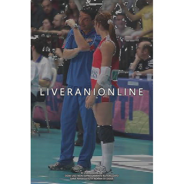 Foppapedretti Bergamo - Scavolini Pesaro Volley Pallavolo Femminile 11a Giornata di ritorno 01/04/2009 nella foto allenatore Lorenzo Micelli con Enrica Merlo ph Pasinetti/Ag. Aldo Liverani Sas