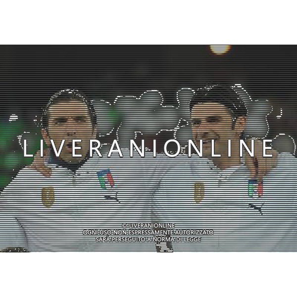 Qualificazioni ai Mondiali Sud Africa 2010 Gruppo 8 Bari - 01.04.2009 Italia-Eire Repubblica d\'Irlanda Nella Foto:BUFFON GIANLUIGI-IAQUINTA VINCENZO /Ph.Vitez-Ag. Aldo Liverani