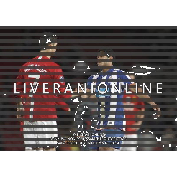 Manchester United\'s Cristiano Ronaldo and FC Porto\'s Hulk at the final whistle, Manchester United Vs FC Porto, European Champion Clubs Cup 1/4 final 1st Leg, Old Trafford, Manchester, Date 070409 PH.AGENZIA ALDO LIVERANI S A S ONLY ITALY 