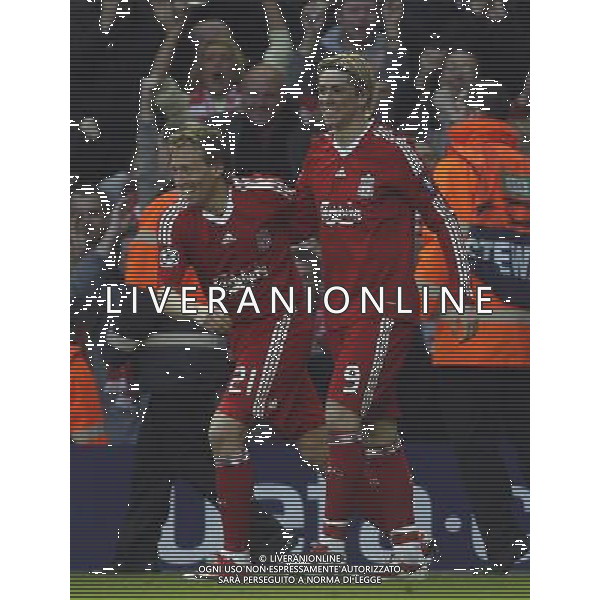 Liverpool\'s Fernando Torres celebrates after scoring for his team : Liverpool fc vs Chelsea fc at Anfield Stadium in Liverpool for the 1st Leg of UEFA Champions League Q.o.F. on 07/04/2008. ph.agenzia aldo liverani sas only for italy
