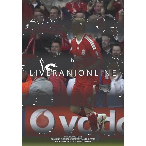 Liverpool\'s Fernando Torres celebrates after scoring for his team : Liverpool fc vs Chelsea fc at Anfield Stadium in Liverpool for the 1st Leg of UEFA Champions League Q.o.F. on 07/04/2008. ph.agenzia aldo liverani sas only for italy