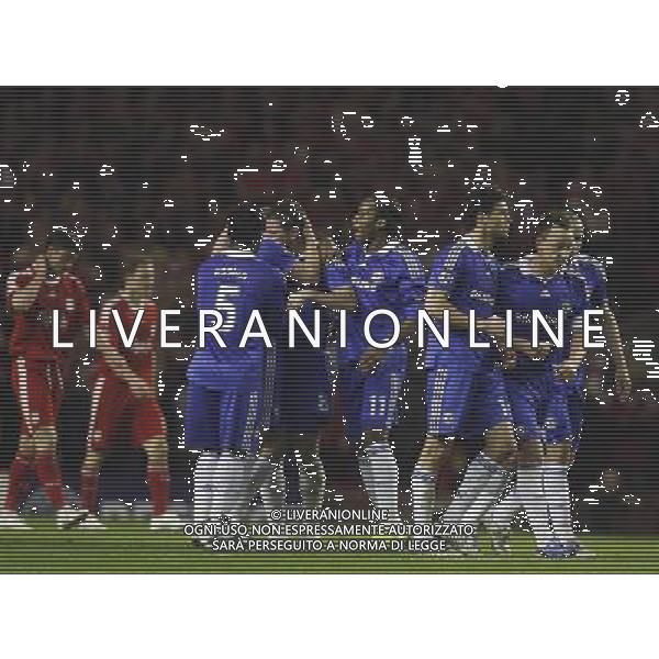 Branislav Ivanovic of Chelsea celebrates after scoring for his team: Liverpool fc vs Chelsea fc at Anfield Stadium in Liverpool for the 1st Leg of UEFA Champions League Q.o.F. on 07/04/2008. ph.agenzia aldo liverani sas only for italy