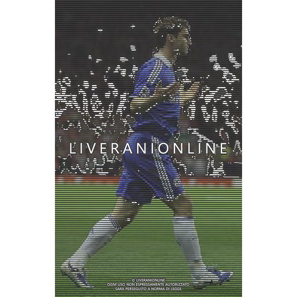 Branislav Ivanovic of Chelsea celebrates after scoring for his team the second goal : Liverpool fc vs Chelsea fc at Anfield Stadium in Liverpool for the 1st Leg of UEFA Champions League Q.o.F. on 08/04/2009. ph.agenzia aldo liverani sas only for italy