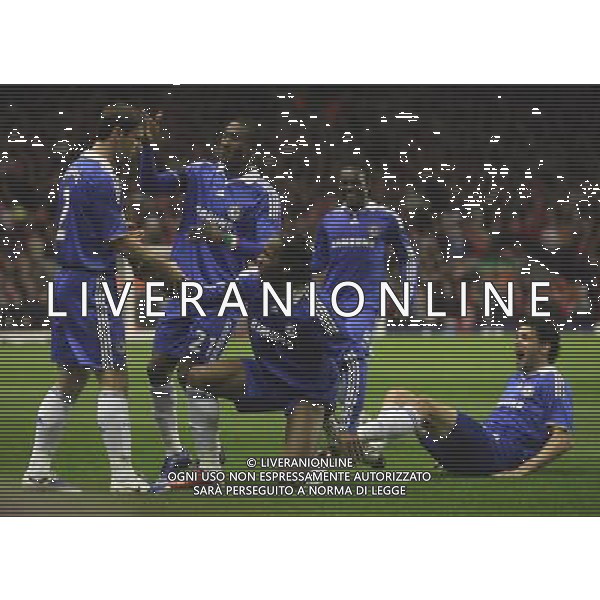 Branislav Ivanovic of Chelsea celebrates after scoring for his team the second goal : Liverpool fc vs Chelsea fc at Anfield Stadium in Liverpool for the 1st Leg of UEFA Champions League Q.o.F. on 08/04/2009. ph.agenzia aldo liverani sas only for italy