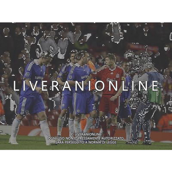 Scene at final whistle Frank Lampard of Chelsea John Terry, the Captain of Chelsea and Liverpool\'s Steven Gerrard (captain) : Liverpool fc vs Chelsea fc at Anfield Stadium in Liverpool for the 1st Leg of UEFA Champions League Q.o.F. on 07/04/2008. ph.agenzia aldo liverani sas only for italy