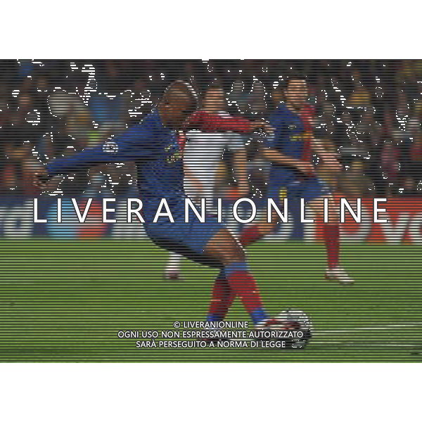 firo Fussball, Fu§ball : 08.04.2009 CL, Champions League : Saison 2008/09 FC Barcelona - FC Bayern MŸnchen Tor zum 2:0 durch Samuel Eto\'o, Barcelona PH.AG ALDO LIVERANI SAS only for italy 