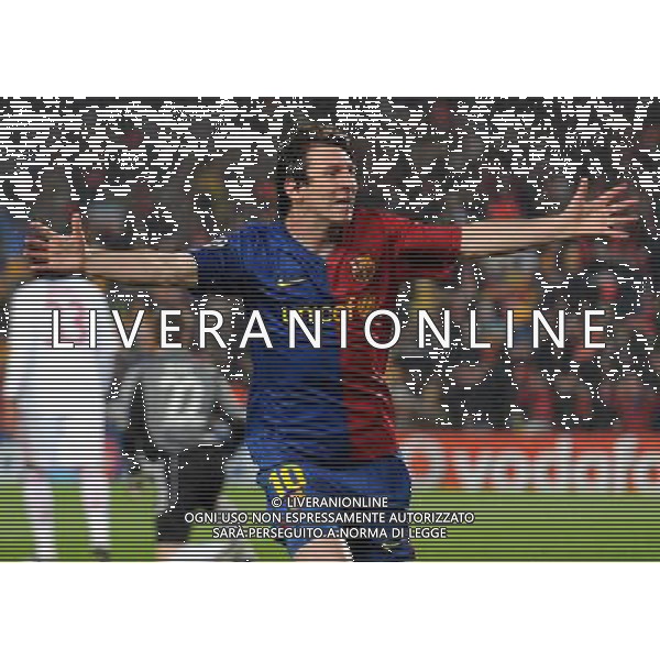 firo Fussball, Fu§ball : 08.04.2009 CL, Champions League : Saison 2008/09 FC Barcelona - FC Bayern MŸnchen 4:0 Jubel Lionel Messi , Barcelona PH.AG ALDO LIVERANI SAS only for italy 