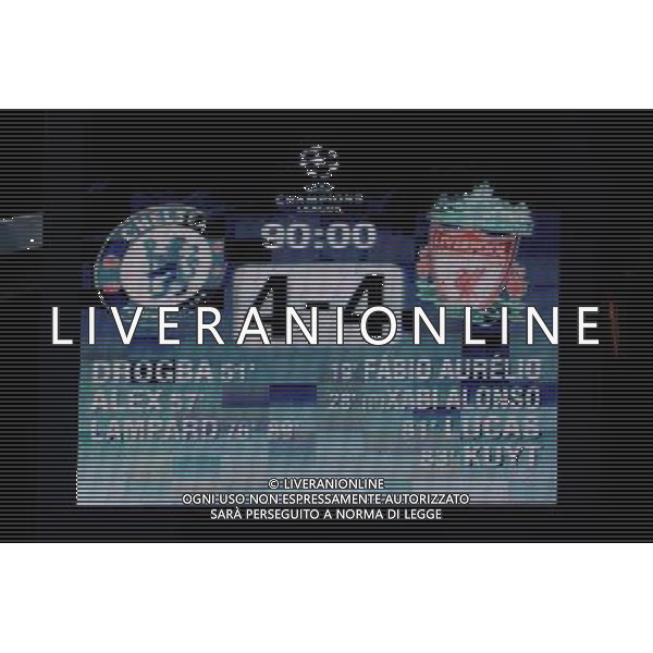 14.04.2009 - Chelsea / Liverpool - 1/4 finale Champions League -Stamford Bridge - Londres NELLA FOTO TABELLONE CON IL RISULTATO FINALE Photo: Dave Winter / Icon Sport ONLY ITALY