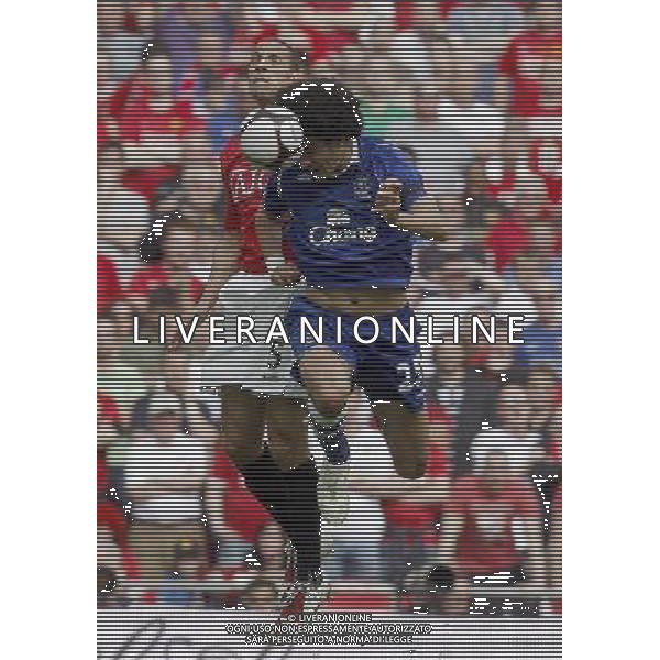 Action picture involving Everton\'s Marouane Fellaini and Rio Ferdinand of Manchester United: Manchester United vs Everton for the FA Cup Semifinal at Wembley Stadium in London on 18/04/2008. ph ag. aldo liverani sas only italy