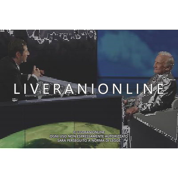 FABIO FAZIO - BUZZ ALDRIN ( astronauta) TRASMISSIONE TV: \' CHE TEMPO CHE FA\' © ANTONIO SORANO - AG. ALDO LIVERANI SAS