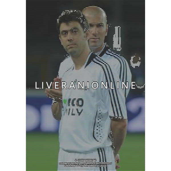 TORINO 18/5/2009 PARTITA DEL CUORE A FAVORE DEI TERREMOTATI D\' ABRUZZO NAZIONALE CANTANTI VS AMICI DI ALEX DEL PIERO NELLA FOTO ANDREA AGNELLI E ZINEDINE ZIDANE FOTO ROMANO/AG ALDO LIVERANI