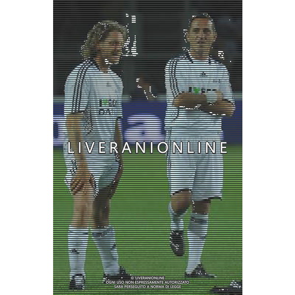 TORINO 18/5/2009 PARTITA DEL CUORE A FAVORE DEI TERREMOTATI D\' ABRUZZO NAZIONALE CANTANTI VS AMICI DI ALEX DEL PIERO NELLA FOTO LAPO ELKANN ED ANGELO DI LIVIO FOTO ROMANO/AG ALDO LIVERANI