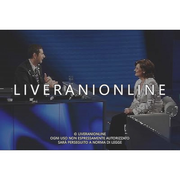 FABIO FAZIO - CHERIE BLAIR ( moglie ex Primo Ministro inglese Tony Blair) TRASMISSIONE TV: \' CHE TEMPO CHE FA\' © ANTONIO SORANO - AG. ALDO LIVERANI SAS