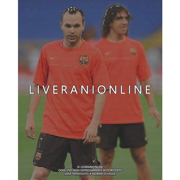 Allenamento del Barcellona Calcio per la finale di Champions League - Roma 26/05/2009 nella foto iniesta e puyol ph vitez/Agenzia Aldo Liverani sas