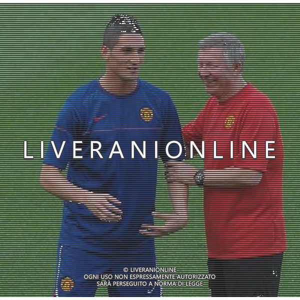 Allenamento del Manchester United Calcio per la finale di Champions League - Roma 26/05/2009 nella foto sir alex ferguson con macheda ph vitez/Agenzia Aldo Liverani sas