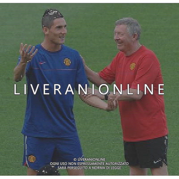Allenamento del Manchester United Calcio per la finale di Champions League - Roma 26/05/2009 nella foto sir alex ferguson con macheda ph vitez/Agenzia Aldo Liverani sas