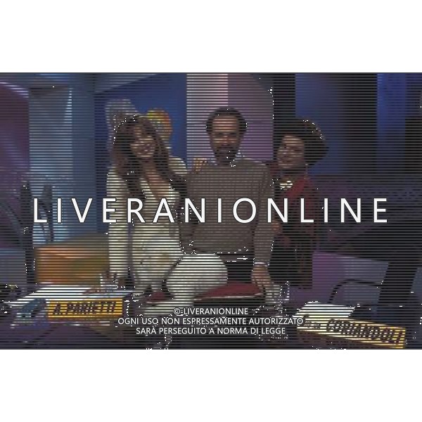 TRASMISSIONE TELEVISIVA\'STRISCIA LA NOTIZIA\' NELLA FOTO ALBA PARIETTI-MAURIZIO FERRINI-ANTONIO RICCI AG ALDO LIVERANI