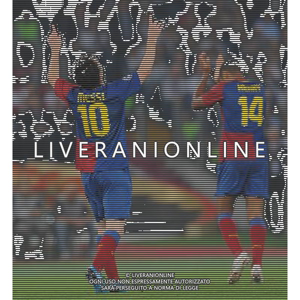 Champions League 2008/2009 Finale Roma - 27.05.2009 Barcellona-Manchester United Nella Foto: ESULTANZA DOPO IL GOL DI LIONEL MESSI /Ph.Vitez-Ag. Aldo Liverani