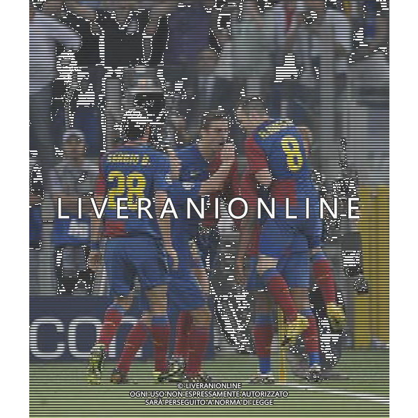 Roma - 27/05/2009 - Stadio Olimpico - Uefa Champions League Finale Roma 2009 - FC Barcellona vs Manchester United FC - nella foto: L\'esultanza dei giocatori del Barcellona dopo il gol di Samuel ETO\'O ph. Corradetti / ag. Aldo Liverani Sas