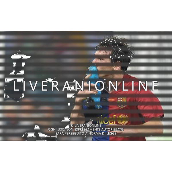 Champions League 2008/2009 Finale Roma - 27.05.2009 Barcellona-Manchester United Nella Foto: ESULTANZA DI MESSI LIONEL CHE BACIA LA SCARPA /Ph.Vitez-Ag. Aldo Liverani